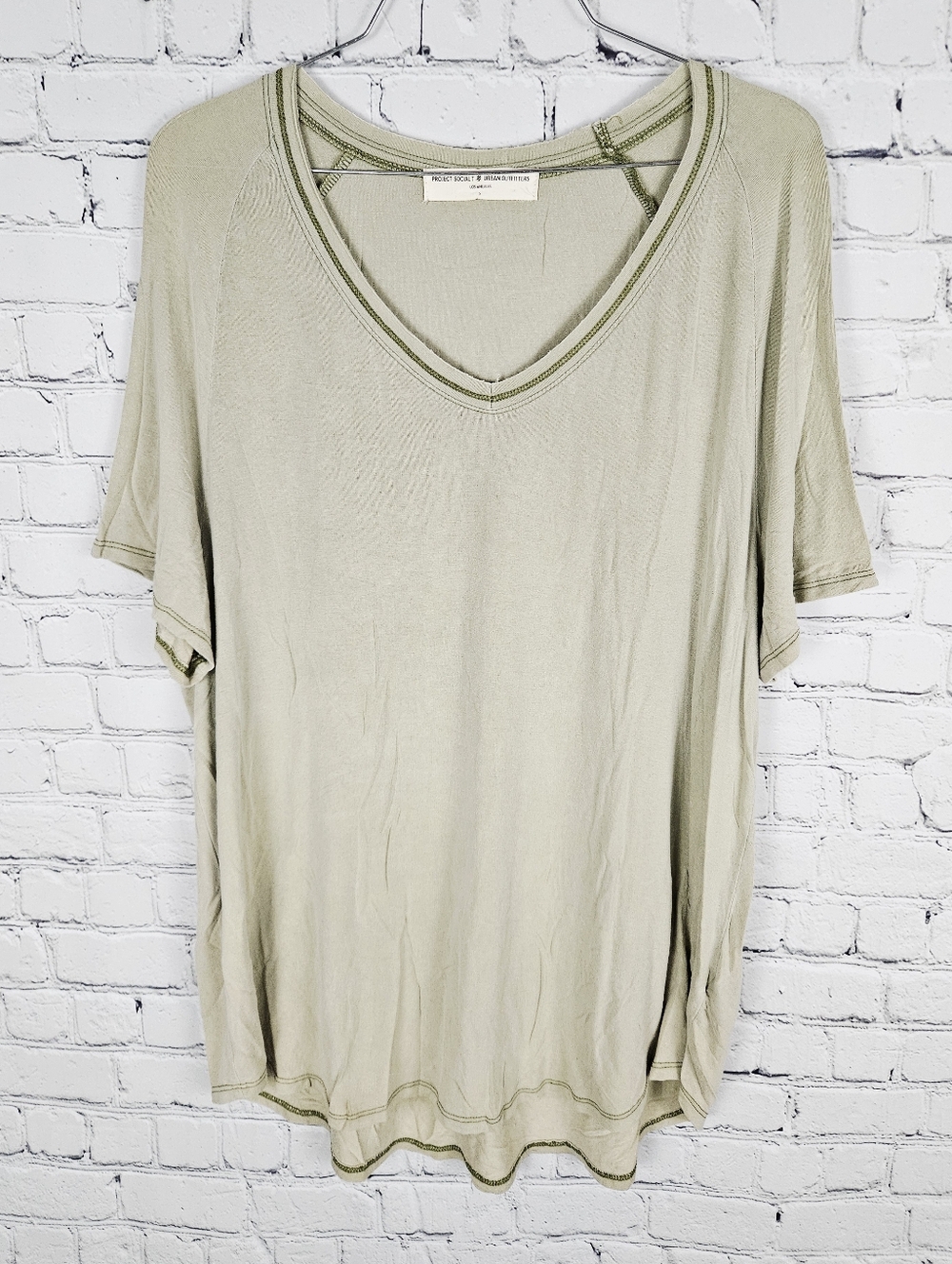 PROJECT SOCIAL T | v-neck long length short sleeve stretch casual shirt